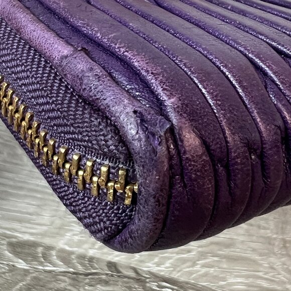 Rare Color Coach Madison Purple Gathered Leather Accordian Wallet 46481 - Picture 4 of 7